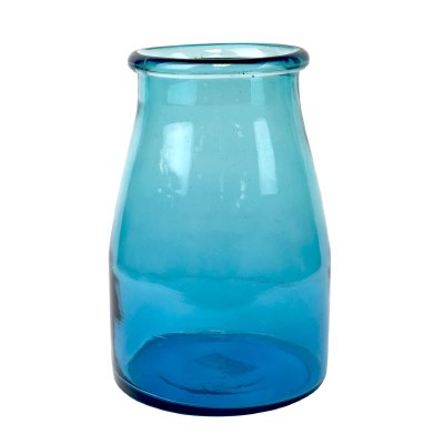 8" Blue and Teal Ombre Glass Vase
