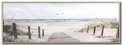 20" x 59" Seaside Serenity Framed Coastal Canvas