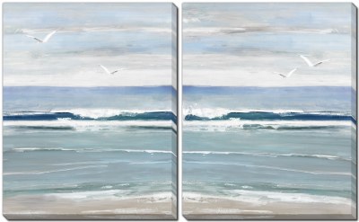 Set of Two 20" x 16" Seagull Bay Coastal Canvas