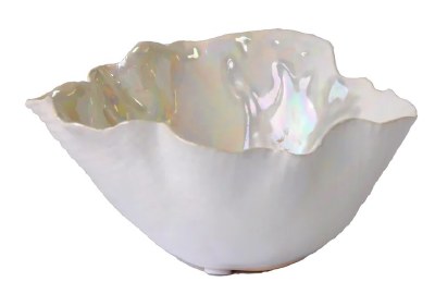 6" Round White Ceramic Ruffle Bowl