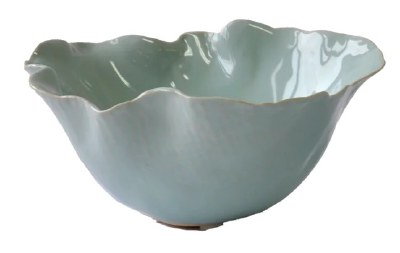 6" Round Blue Ceramic Ruffle Bowl