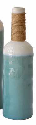 12" Blue and White Wrapped Neck Ceramic Vase