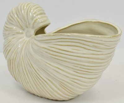 8" Small White Nautilus Shell Ceramic Vase