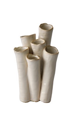 9" White Ceramic Tube Coral Vase