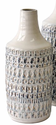 13 Distressed White Textured Ceramic Vase