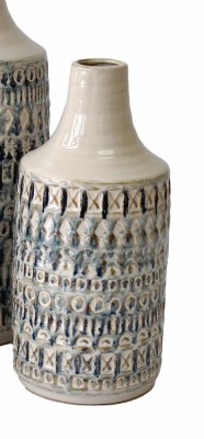 12" Distressed White Textured Ceramic Vase