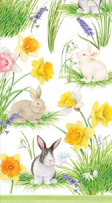 8" x 5" Bunnies and Daffodils Guest Towels