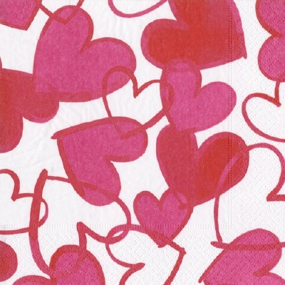 5" Square Painted Hearts Beverage Napkins