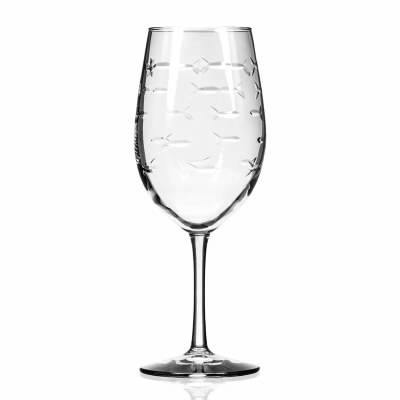 18 Oz Etched School of Fish All Purpose Wine Glass