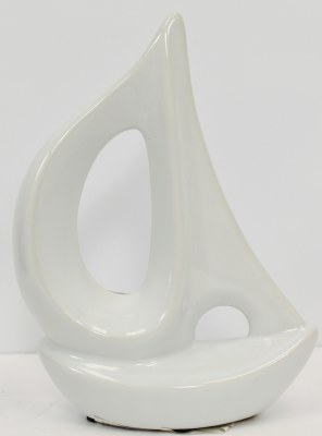 8" White Modern Ceramic Sailboat