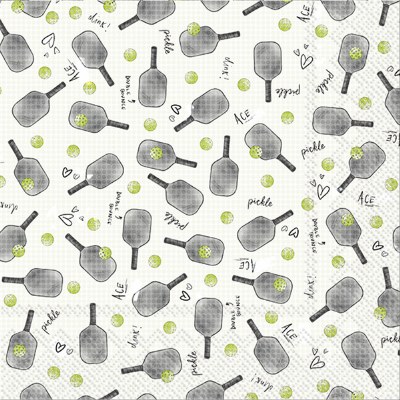 5" Square Pickleball Pattern Beverage Napkins