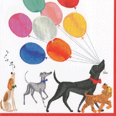 5" Square Dogs With Balloons Beverage Napkins