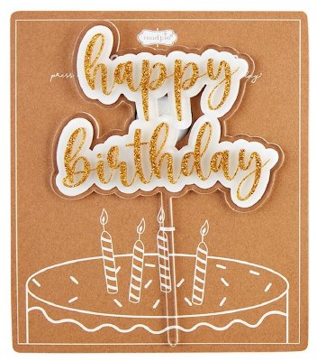 Gold "Happy Birthday" Cake Topper by Mud Pie