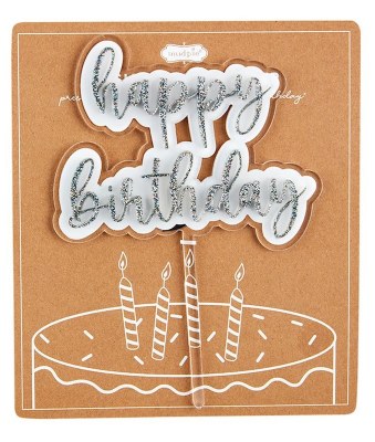Silver "Happy Birthday" Cake Topper by Mud Pie