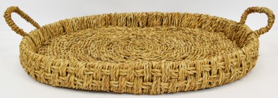 23" Oval Woven Tray by Mud Pie