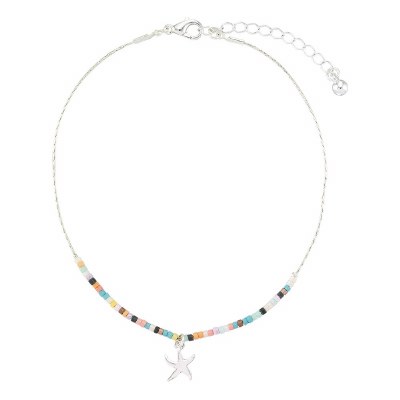 Silver and Multicolor Beads Starfish Anklet