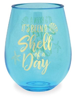 15 Oz "It's Been a Shell of a Day" Acrylic Stemless Wine Glass