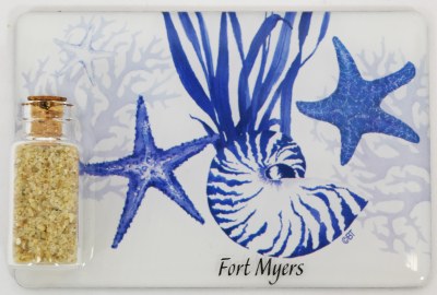 Indigo Seashells and a Sand Jar "Fort Myers" Magnet