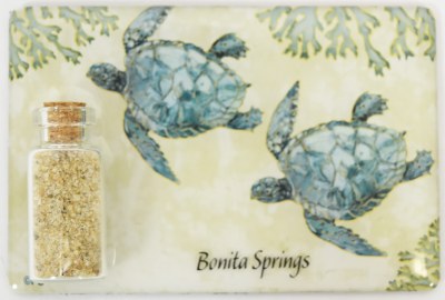 Bonita Springs Blue Sea Turtles and Sand Jar Magnet