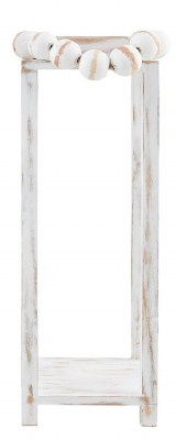 20" Distressed White Wood Lanterns With a Bead Handle by Mud Pie