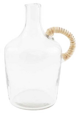 10" Clear Glass Jug With a Wrapped Handle by Mud Pie