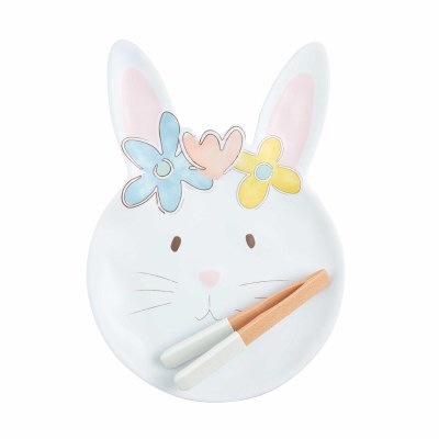 14" Melamine Bunny Tray With Tongs by Mud Pie