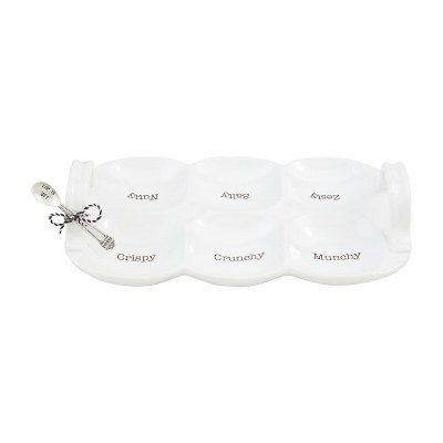 7" x 12" White Six Compartment Tray With a Spoon by Mud Pie