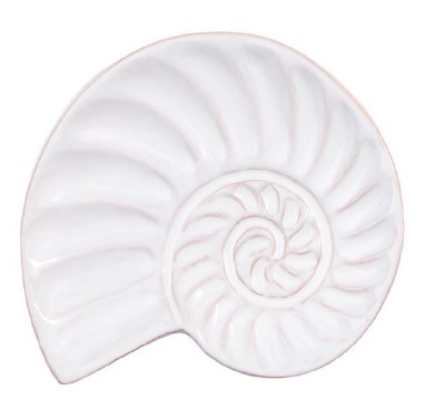 4" Distressed White Nautilus Shell Ceramic Plate by Mud Pie