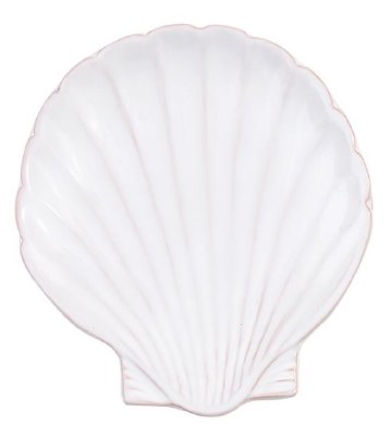 4" Distressed White Ceramic Scallop Shell Plate by Mud Pie