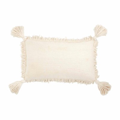 13" x 23" Ivory Fringe Tassels Decorative Pillow by Mud Pie