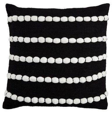 18" Sq Black and White Stripes Decorative Pillow by Mud Pie