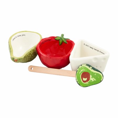 11" Multicolor Three Compartment Salsa Set With a Spatula by Mud Pie