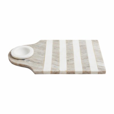 8" x 13" Stripe Marble Board With a Bowl by Mud Pie