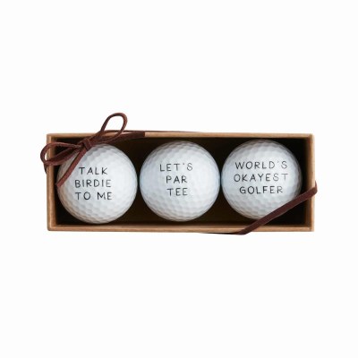 Box of Three 2" Round "Let's Par Tee" Golf Balls by Mud Pie