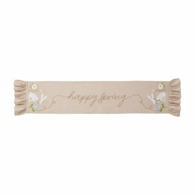 14" x 72" White Bunnies "Happy Spring" Table Runner by Mud Pie