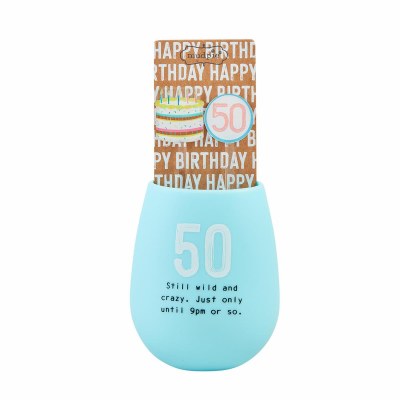 50 Years Old Birthday Silicone Glass With Stirrers by Mud Pie