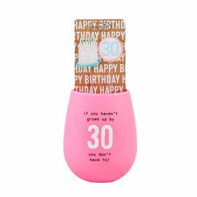 30 Years Old Birthday Silicone Glass With Stirrers by Mud Pie