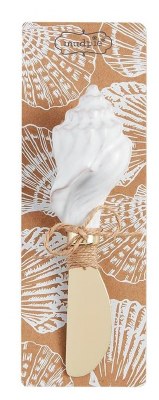 6" White Conch Shell Spreader by Mud Pie