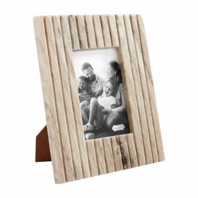 4" x 6" Tan Grooved Marble Picture Frame by Mud Pie