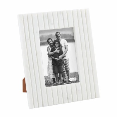 5" x 7" White Grooved Marble Picture Frame by Mud Pie