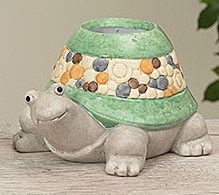 7" Green Ceramic Turtle Pot