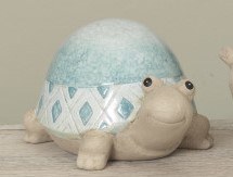 7" Blue and Beige Ceramic Turtle Figurine
