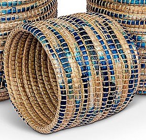 Small Natural and Blue Coil Basket