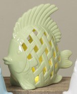 10" LED Green Ceramic Fish