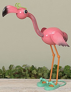 16" Comical Metal Pink Flamingo