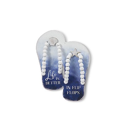 9" Blue and White Flip Flop Shape Plaque