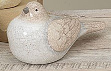 8" Ceramic Bird With Beige Wings
