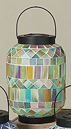 10" LED Solar Multipastel Mosaic Lantern