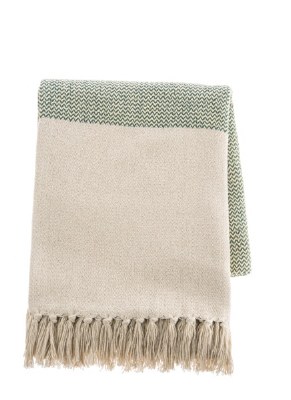 50" x 60" Green and Beige Throw Blanket
