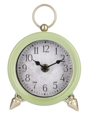 7" Light Green Clock With Gold Feet